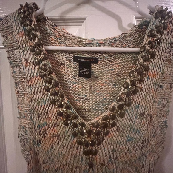 BCBGMaxAzria Multicolor Knit Maxi Dress with Chain Accent - Picture 3 of 6